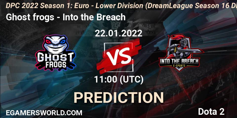 Ghost frogs contre Into the Breach : prédiction de match. 22.01.2022 at 10:56. Dota 2, DPC 2022 Season 1: Euro - Lower Division (DreamLeague Season 16 DPC WEU)