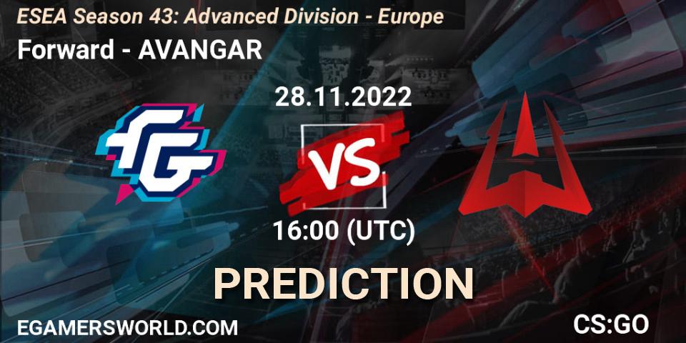 Forward contre AVANGAR : prédiction de match. 28.11.22. CS2 (CS:GO), ESEA Season 43: Advanced Division - Europe