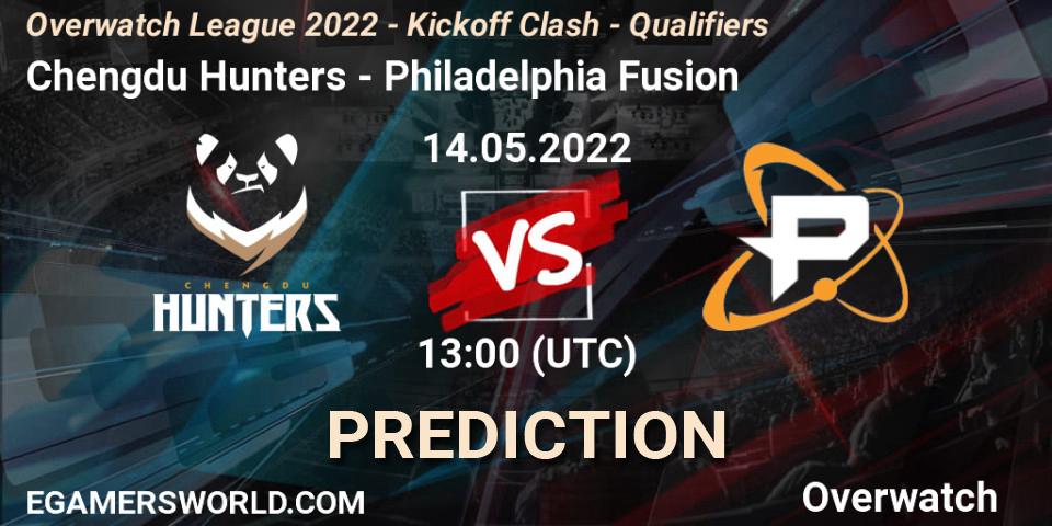 Chengdu Hunters contre Philadelphia Fusion : prédiction de match. 27.05.2022 at 10:00. Overwatch, Overwatch League 2022 - Kickoff Clash - Qualifiers