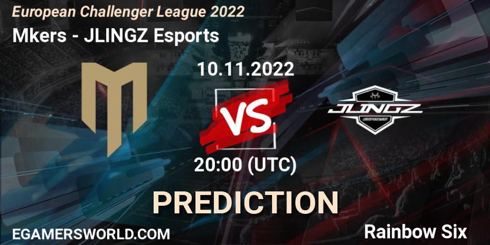 Mkers contre JLINGZ Esports : prédiction de match. 10.11.2022 at 20:00. Rainbow Six, European Challenger League 2022