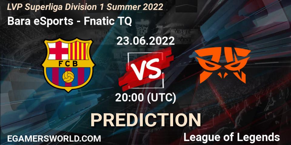 Barça eSports contre Fnatic TQ : prédiction de match. 23.06.2022 at 20:00. LoL, LVP Superliga Division 1 Summer 2022
