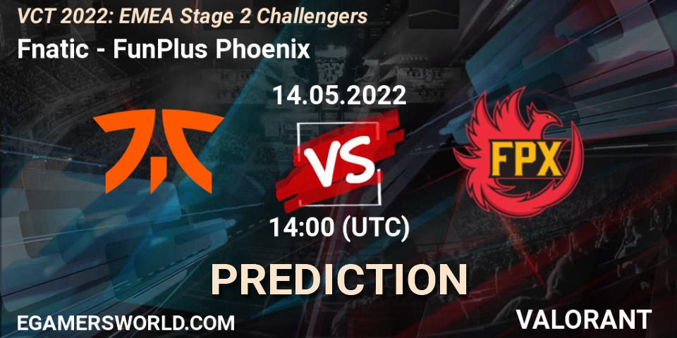 Fnatic contre FunPlus Phoenix : prédiction de match. 14.05.2022 at 14:05. VALORANT, VCT 2022: EMEA Stage 2 Challengers