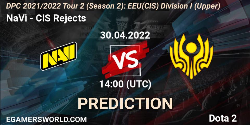 NaVi contre CIS Rejects : prédiction de match. 30.04.2022 at 14:00. Dota 2, DPC 2021/2022 Tour 2 (Season 2): EEU(CIS) Division I (Upper)