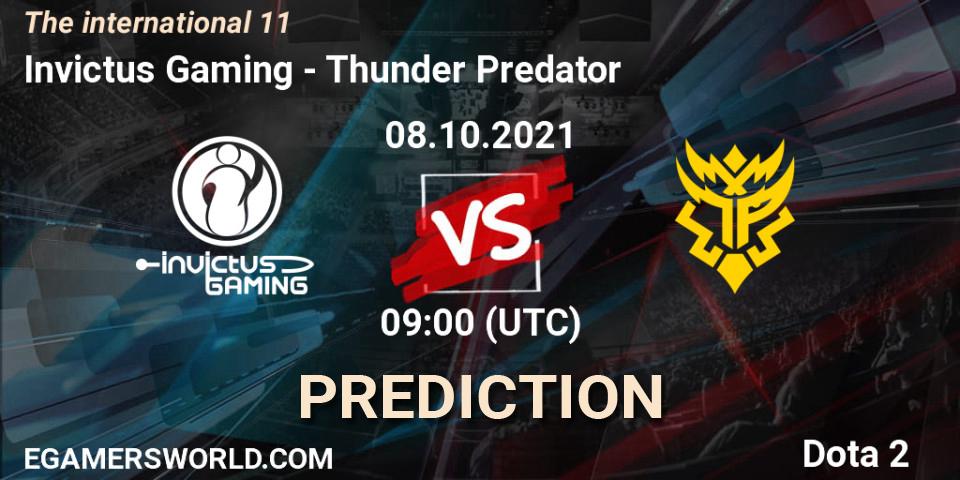 Invictus Gaming contre Thunder Predator : prédiction de match. 08.10.2021 at 10:08. Dota 2, The Internationa 2021
