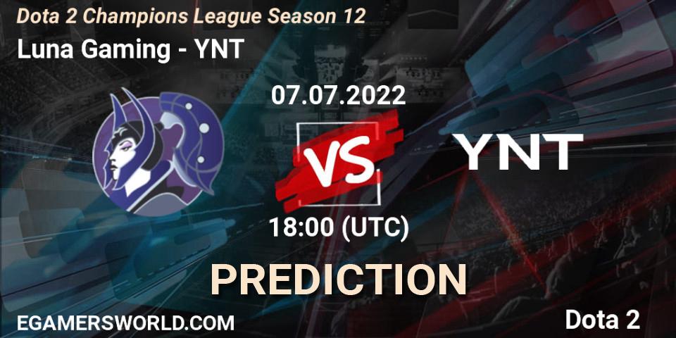 Luna Gaming contre YNT : prédiction de match. 07.07.2022 at 18:00. Dota 2, Dota 2 Champions League Season 12