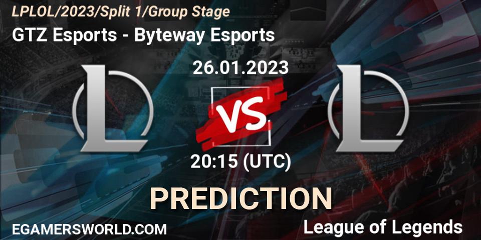 GTZ Bulls contre Byteway Esports : prédiction de match. 26.01.2023 at 22:45. LoL, LPLOL Split 1 2023 - Group Stage
