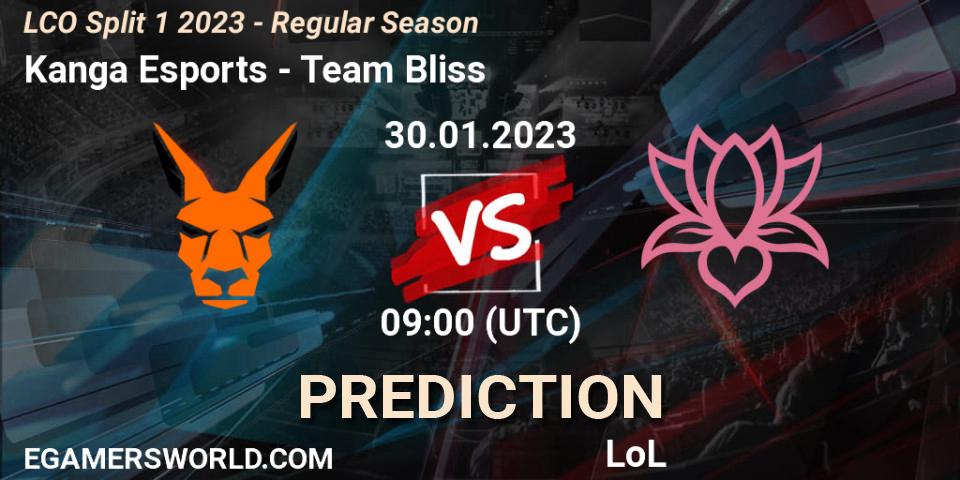 Kanga Esports contre Team Bliss : prédiction de match. 30.01.23. LoL, LCO Split 1 2023 - Regular Season