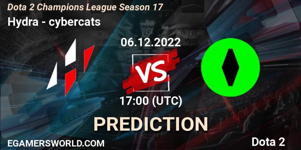 Hydra contre cybercats : prédiction de match. 06.12.2022 at 17:40. Dota 2, Dota 2 Champions League Season 17