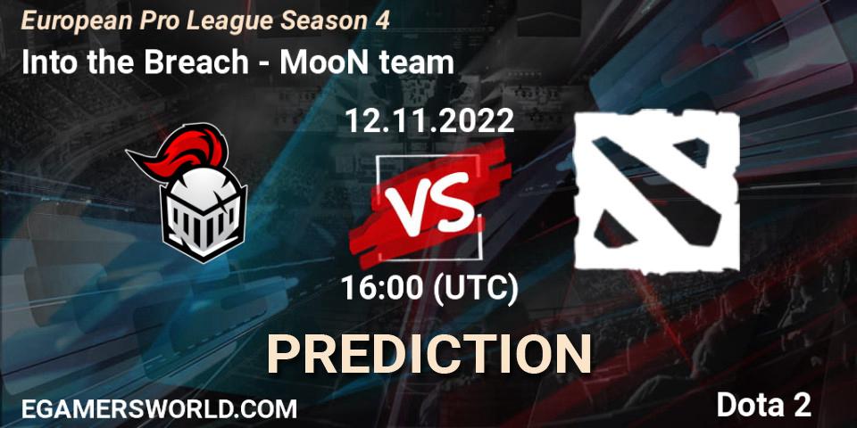 Into the Breach contre MooN team : prédiction de match. 12.11.2022 at 16:08. Dota 2, European Pro League Season 4