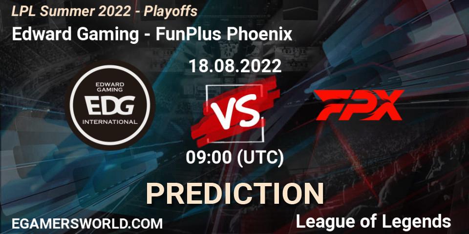 Edward Gaming contre FunPlus Phoenix : prédiction de match. 18.08.22. LoL, LPL Summer 2022 - Playoffs