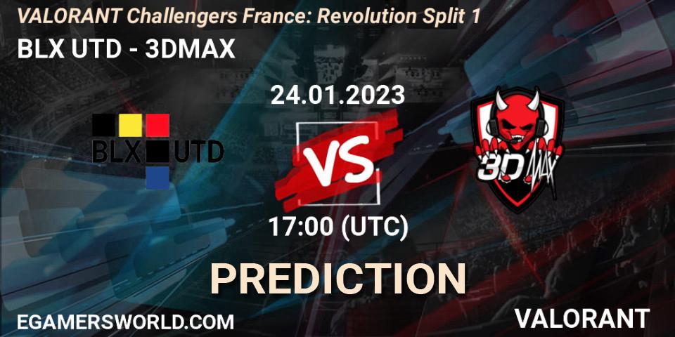 BLX UTD contre 3DMAX : prédiction de match. 24.01.2023 at 17:00. VALORANT, VALORANT Challengers 2023 France: Revolution Split 1