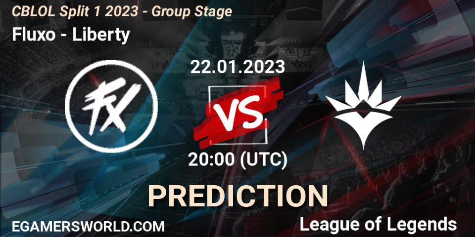 Fluxo contre Liberty : prédiction de match. 22.01.2023 at 20:15. LoL, CBLOL Split 1 2023 - Group Stage