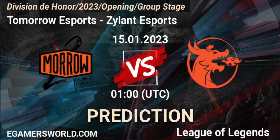 Tomorrow Esports contre Zylant Esports : prédiction de match. 15.01.2023 at 01:00. LoL, División de Honor Opening 2023 - Group Stage
