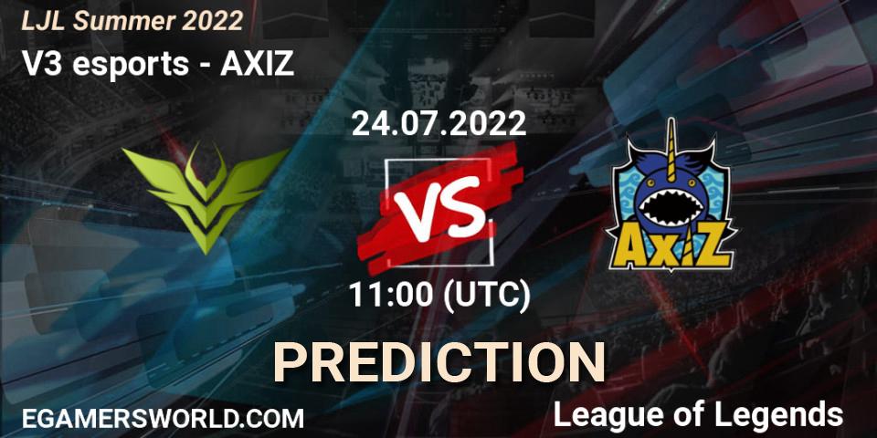 V3 esports contre AXIZ : prédiction de match. 24.07.22. LoL, LJL Summer 2022