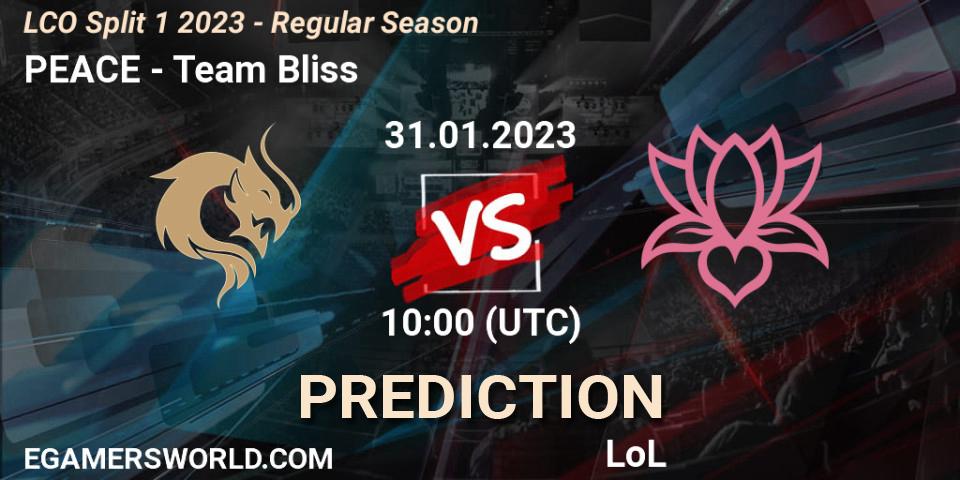 PEACE contre Team Bliss : prédiction de match. 31.01.23. LoL, LCO Split 1 2023 - Regular Season