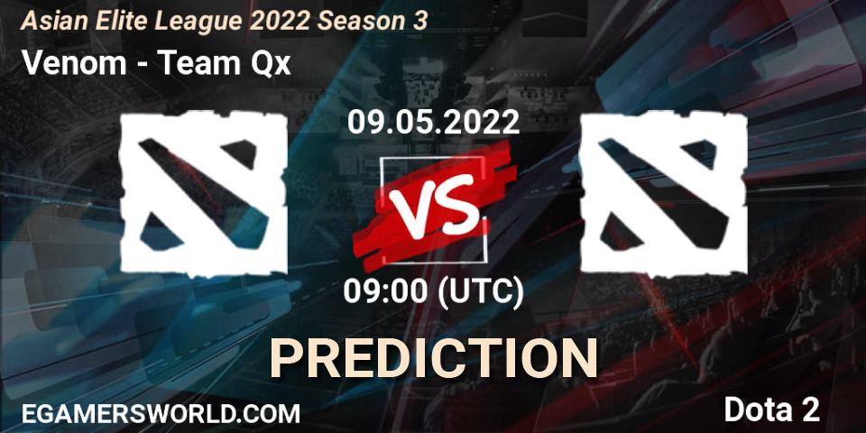 Venom contre Team Qx : prédiction de match. 09.05.2022 at 09:00. Dota 2, Asian Elite League 2022 Season 3