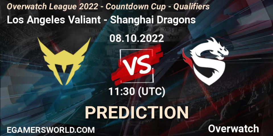 Los Angeles Valiant contre Shanghai Dragons : prédiction de match. 08.10.2022 at 11:20. Overwatch, Overwatch League 2022 - Countdown Cup - Qualifiers