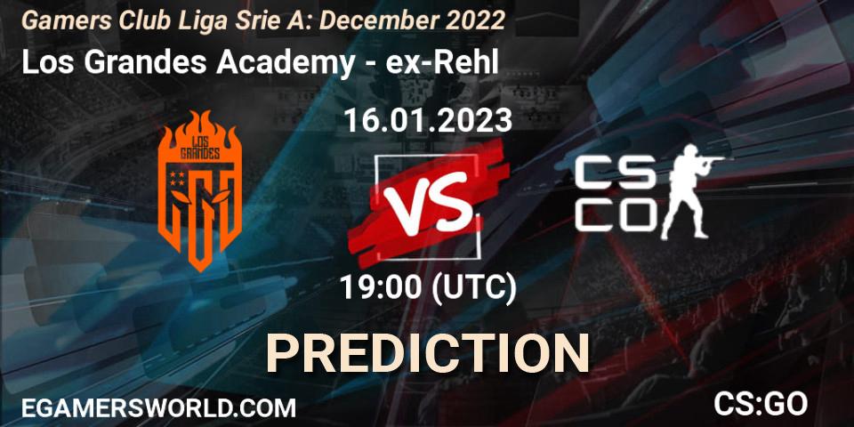 Los Grandes Academy contre ex-Rehl : prédiction de match. 16.01.2023 at 19:00. Counter-Strike (CS2), Gamers Club Liga Série A: December 2022