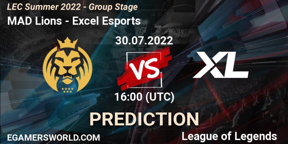 MAD Lions contre Excel Esports : prédiction de match. 30.07.2022 at 17:00. LoL, LEC Summer 2022 - Group Stage