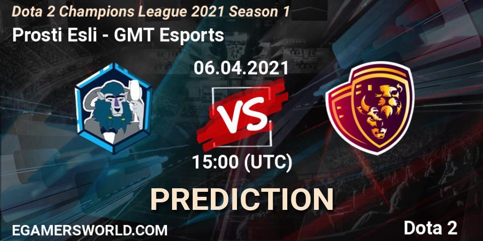 Prosti Esli contre GMT Esports : prédiction de match. 06.04.2021 at 16:00. Dota 2, Dota 2 Champions League 2021 Season 1