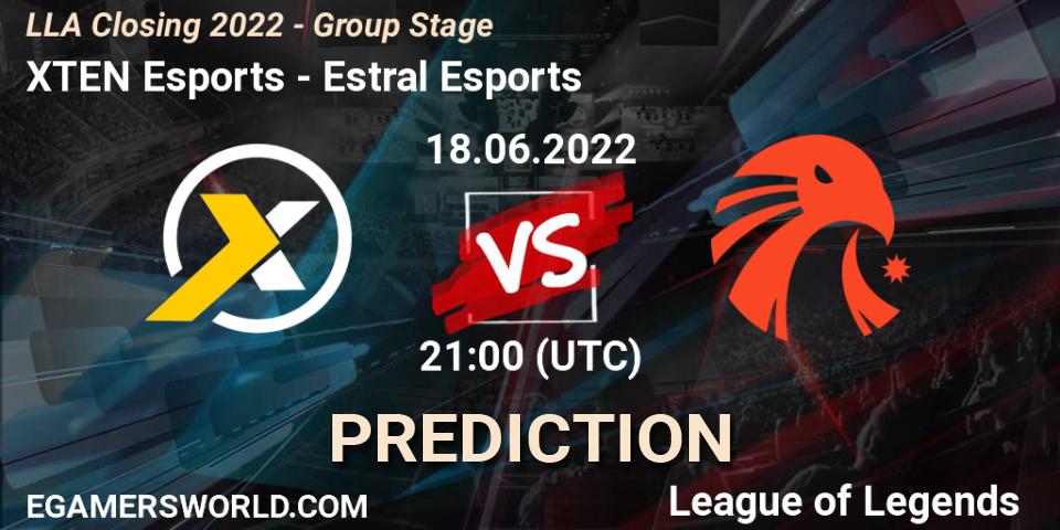 XTEN Esports contre Estral Esports : prédiction de match. 18.06.2022 at 23:00. LoL, LLA Closing 2022 - Group Stage