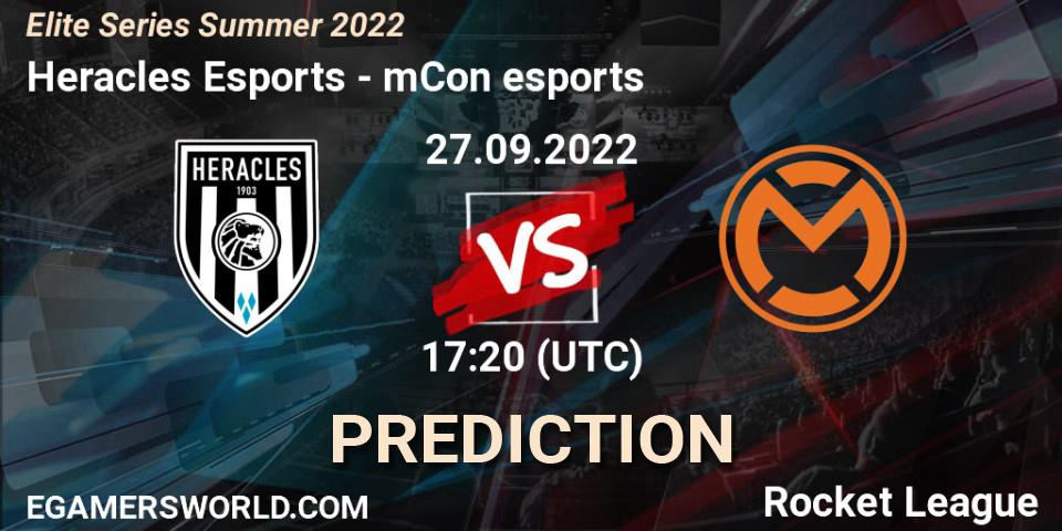 Heracles Esports contre mCon esports : prédiction de match. 27.09.2022 at 17:20. Rocket League, Elite Series Summer 2022