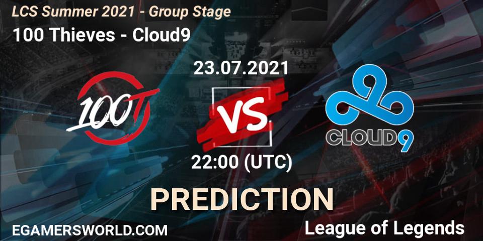 100 Thieves contre Cloud9 : prédiction de match. 23.07.2021 at 22:00. LoL, LCS Summer 2021 - Group Stage