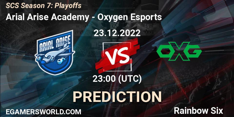 Arial Arise Academy contre Oxygen Esports : prédiction de match. 23.12.2022 at 23:00. Rainbow Six, SCS Season 7: Playoffs