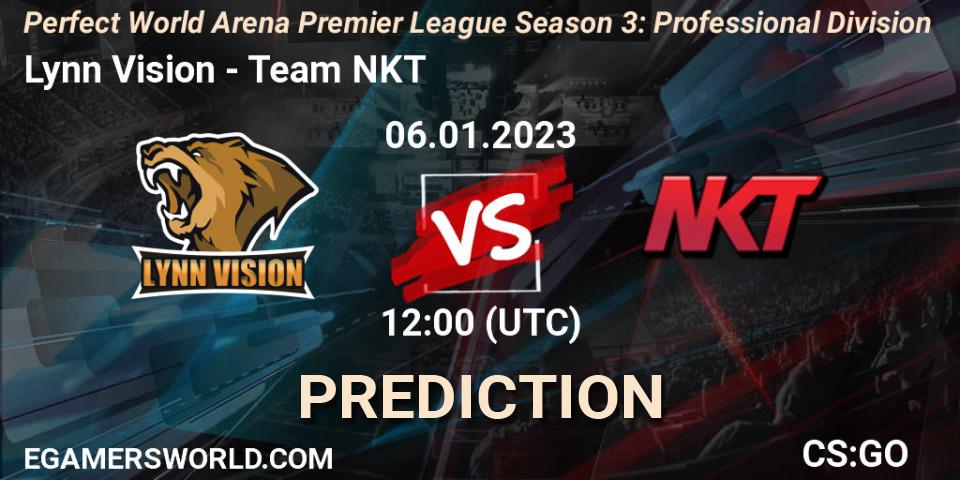 Lynn Vision contre Team NKT : prédiction de match. 06.01.23. CS2 (CS:GO), Perfect World Arena Premier League Season 3: Professional Division