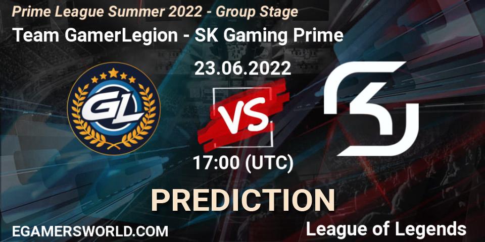 Team GamerLegion contre SK Gaming Prime : prédiction de match. 23.06.2022 at 17:00. LoL, Prime League Summer 2022 - Group Stage