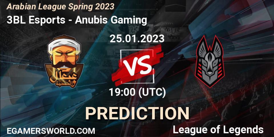 3BL Esports contre Anubis Gaming : prédiction de match. 02.02.23. LoL, Arabian League Spring 2023