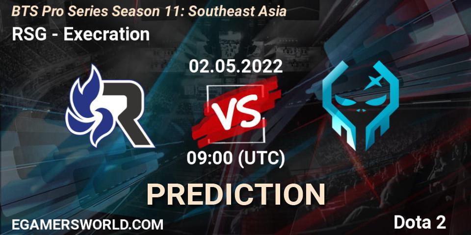 RSG contre Execration : prédiction de match. 02.05.2022 at 09:19. Dota 2, BTS Pro Series Season 11: Southeast Asia
