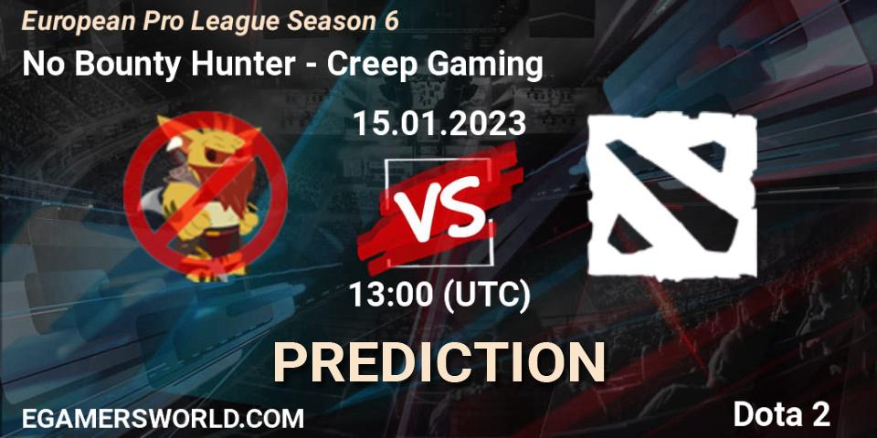 No Bounty Hunter contre Creep Gaming : prédiction de match. 15.01.23. Dota 2, European Pro League Season 6