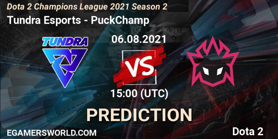 Tundra Esports contre PuckChamp : prédiction de match. 06.08.2021 at 15:00. Dota 2, Dota 2 Champions League 2021 Season 2