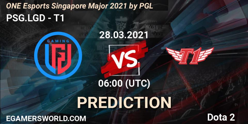 PSG.LGD contre T1 : prédiction de match. 28.03.2021 at 06:40. Dota 2, ONE Esports Singapore Major 2021