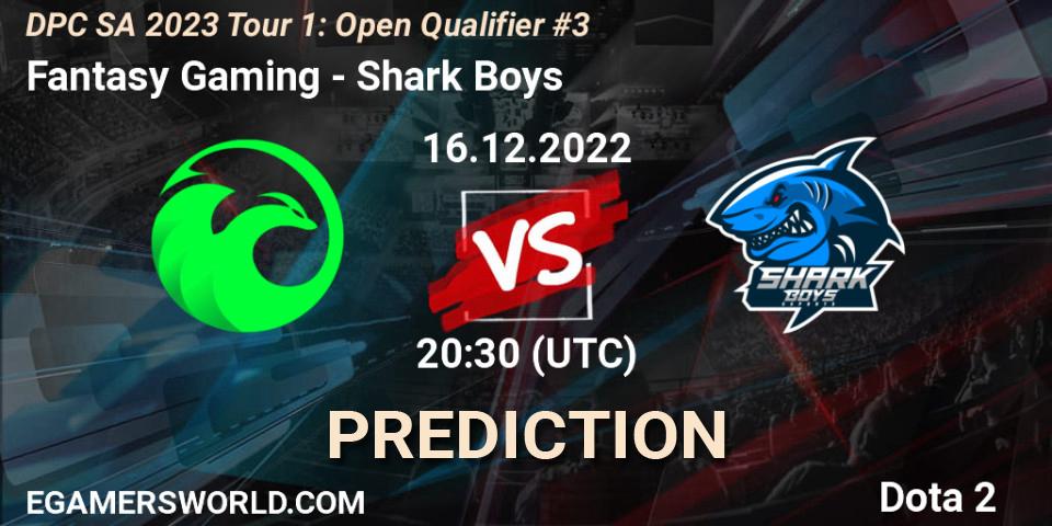 Fantasy Gaming contre Shark Boys : prédiction de match. 16.12.22. Dota 2, DPC SA 2023 Tour 1: Open Qualifier #3