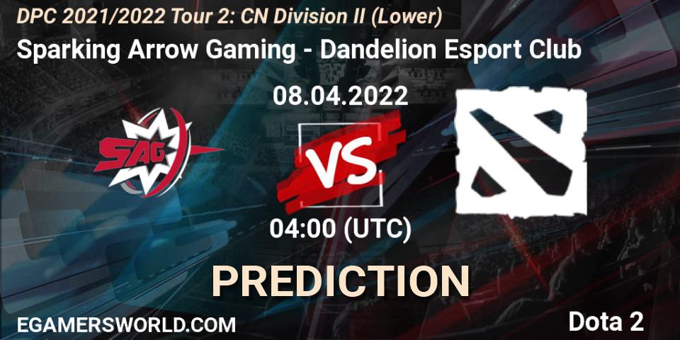 Sparking Arrow Gaming contre Dandelion Esport Club : prédiction de match. 22.04.2022 at 07:41. Dota 2, DPC 2021/2022 Tour 2: CN Division II (Lower)