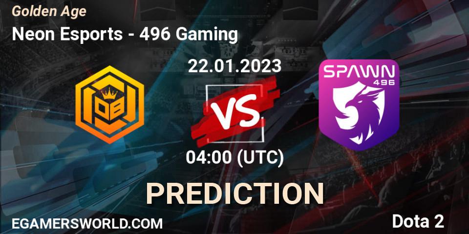 Neon Esports contre 496 Gaming : prédiction de match. 22.01.23. Dota 2, Golden Age