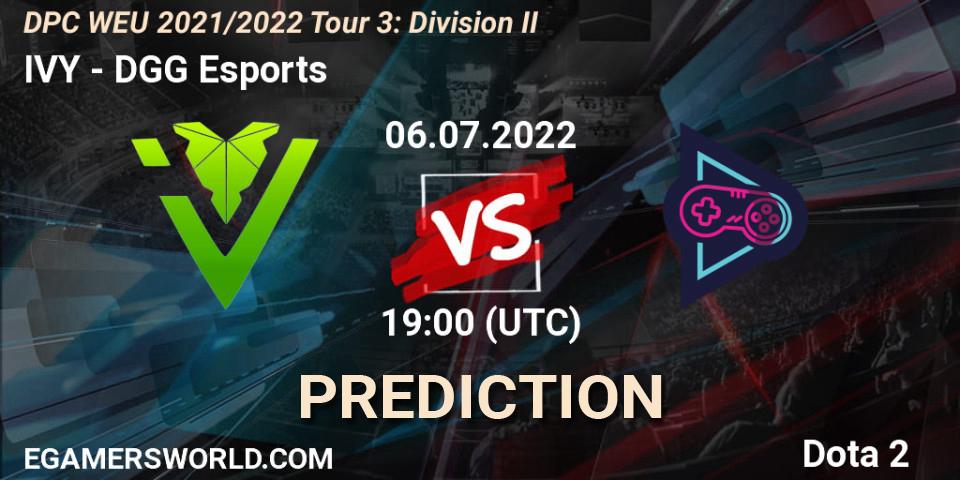 IVY contre DGG Esports : prédiction de match. 06.07.2022 at 19:01. Dota 2, DPC WEU 2021/2022 Tour 3: Division II