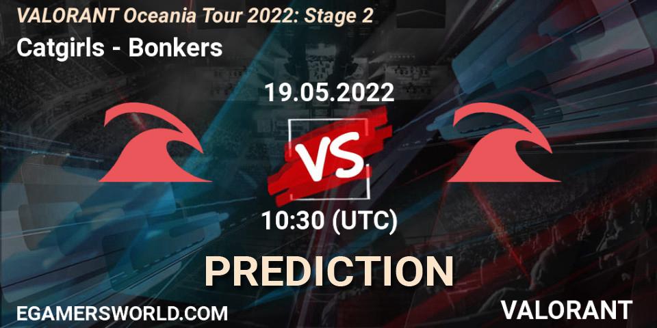 Catgirls contre Bonkers : prédiction de match. 19.05.2022 at 11:50. VALORANT, VALORANT Oceania Tour 2022: Stage 2