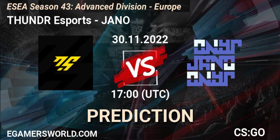 THUNDR Esports contre JANO : prédiction de match. 30.11.22. CS2 (CS:GO), ESEA Season 43: Advanced Division - Europe