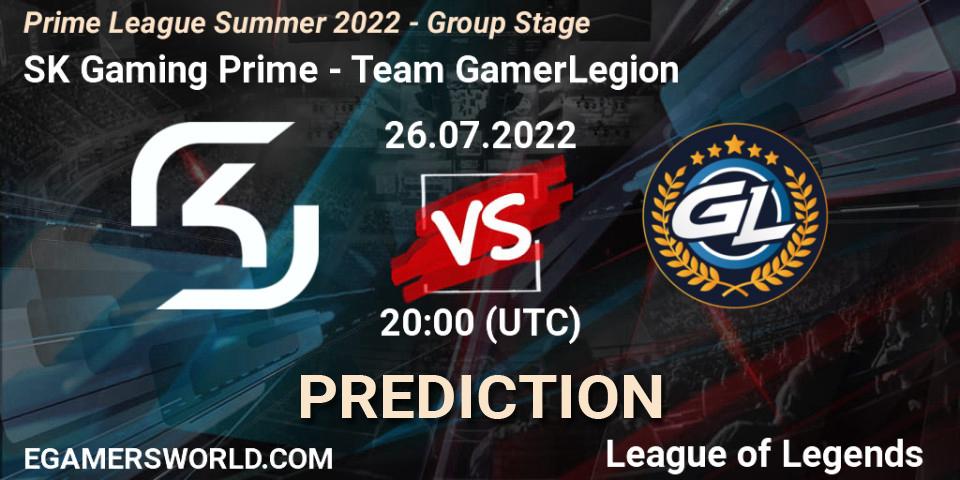 SK Gaming Prime contre Team GamerLegion : prédiction de match. 26.07.2022 at 20:00. LoL, Prime League Summer 2022 - Group Stage