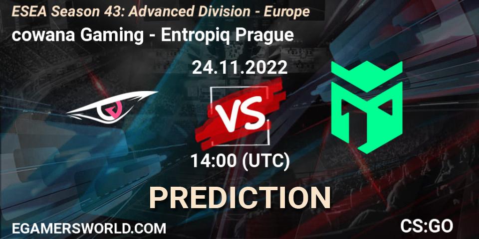 cowana Gaming contre Entropiq Prague : prédiction de match. 24.11.22. CS2 (CS:GO), ESEA Season 43: Advanced Division - Europe