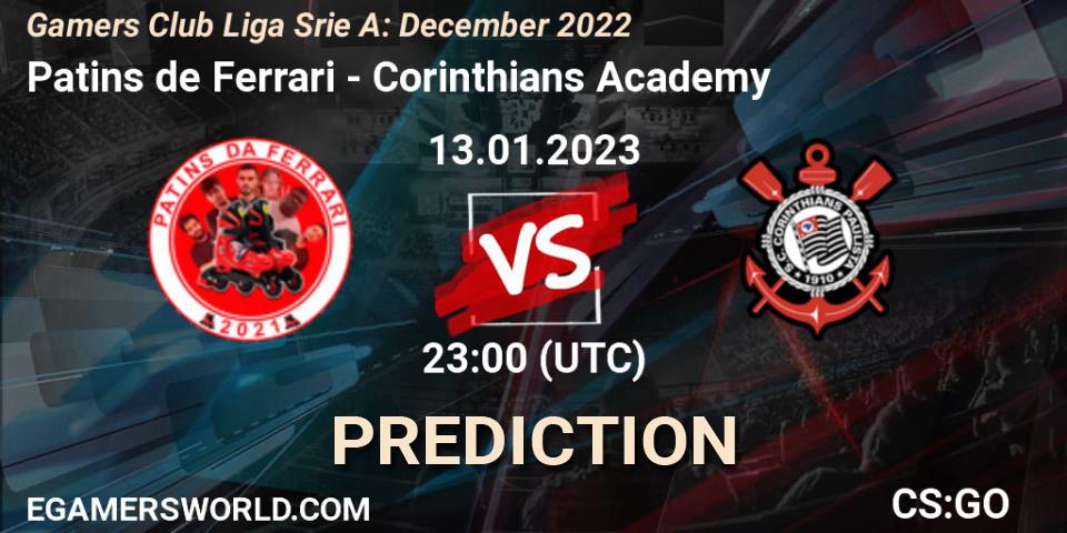Patins de Ferrari contre Corinthians Academy : prédiction de match. 13.01.23. CS2 (CS:GO), Gamers Club Liga Série A: December 2022