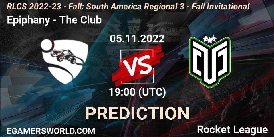 Epiphany contre The Club : prédiction de match. 05.11.2022 at 20:00. Rocket League, RLCS 2022-23 - Fall: South America Regional 3 - Fall Invitational