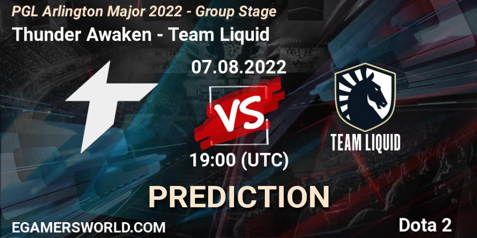 Thunder Awaken contre Team Liquid : prédiction de match. 07.08.2022 at 19:16. Dota 2, PGL Arlington Major 2022 - Group Stage