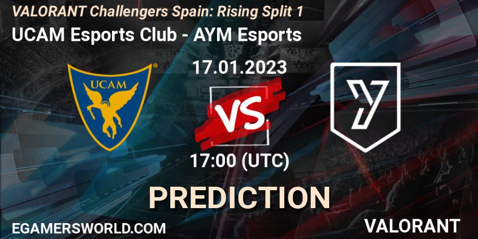 UCAM Esports Club contre AYM Esports : prédiction de match. 17.01.2023 at 17:20. VALORANT, VALORANT Challengers 2023 Spain: Rising Split 1