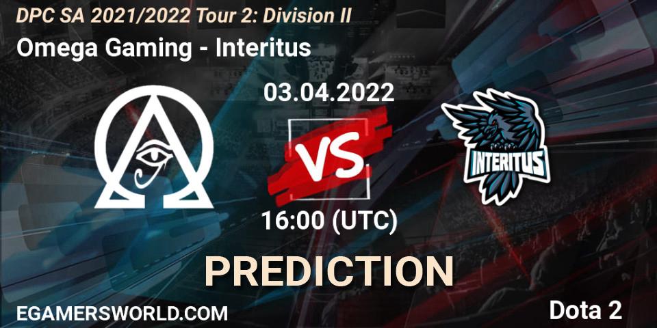 Omega Gaming contre Interitus : prédiction de match. 03.04.2022 at 16:01. Dota 2, DPC 2021/2022 Tour 2: SA Division II (Lower)