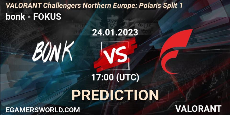 bonk contre FOKUS : prédiction de match. 24.01.23. VALORANT, VALORANT Challengers 2023 Northern Europe: Polaris Split 1