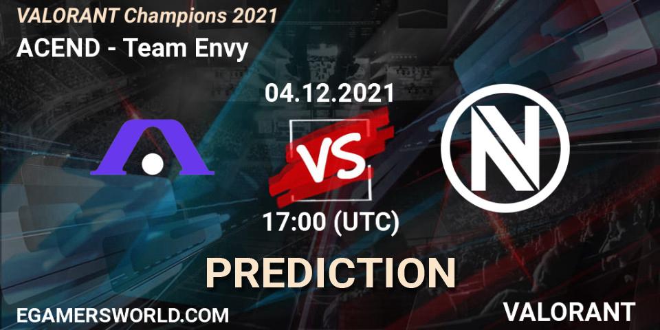 ACEND contre Team Envy : prédiction de match. 06.12.2021 at 14:00. VALORANT, VALORANT Champions 2021